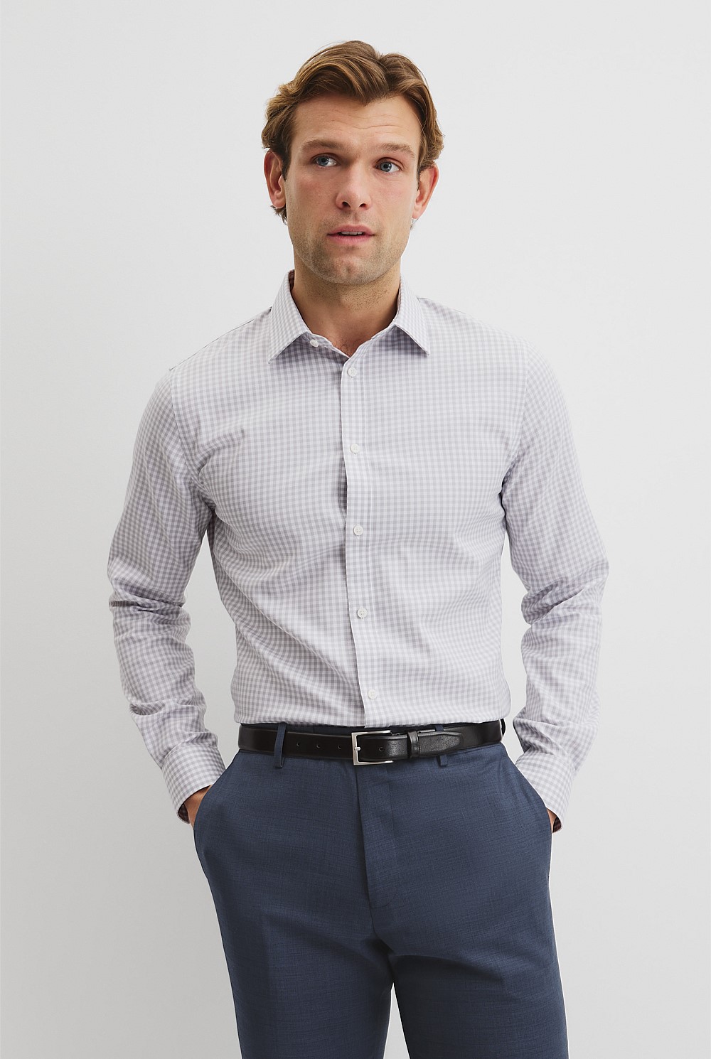 Slim Fit Gingham Travel Shirt