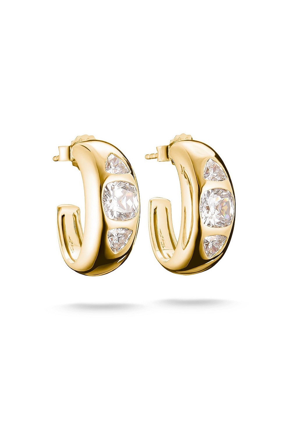 Bold Hoop Earrings With Stones In Gold