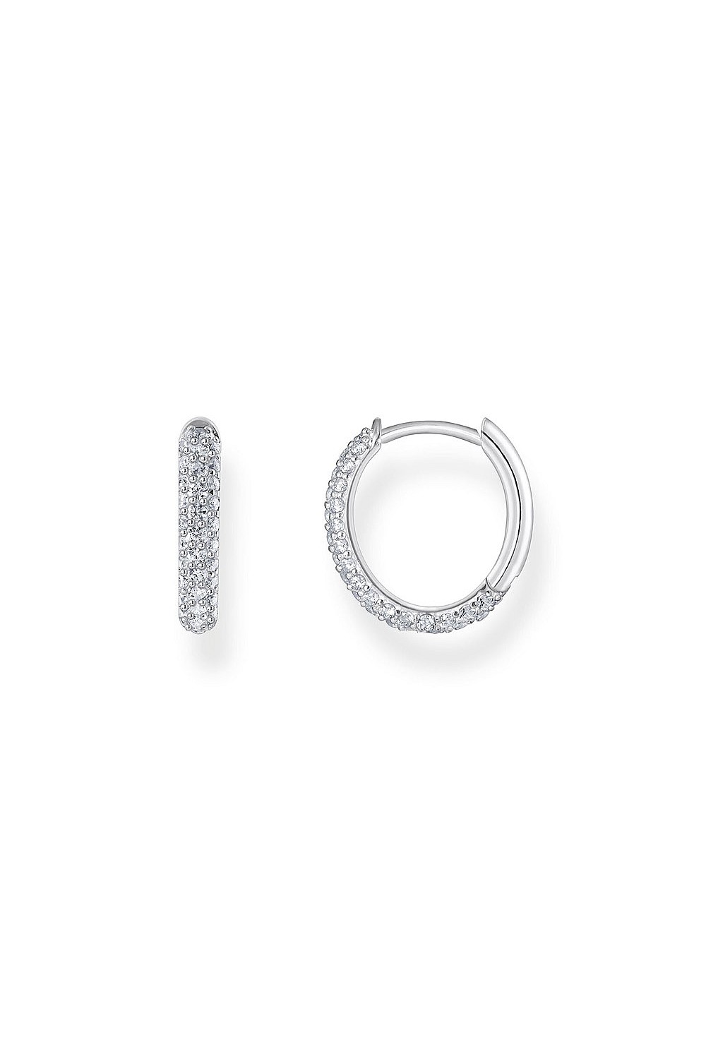 Pave Hoop Earrings In Silver