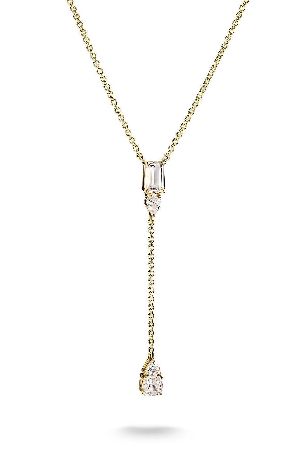 Bold Y Chain With Stones In Gold