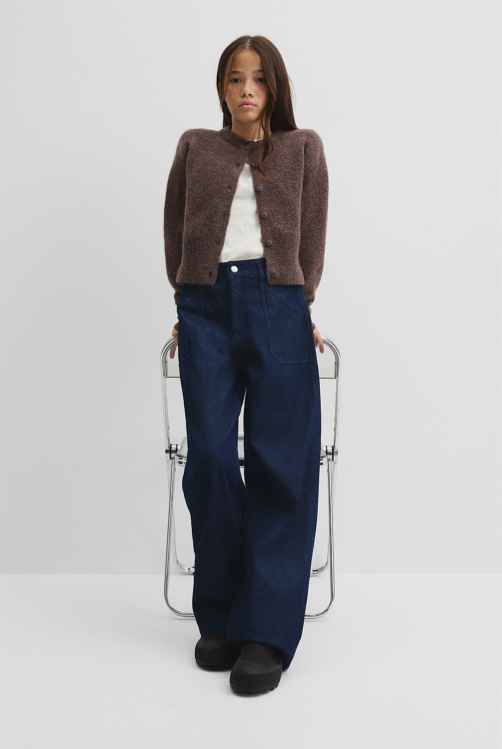 Teen Fluffy Crew Knit Cardigan