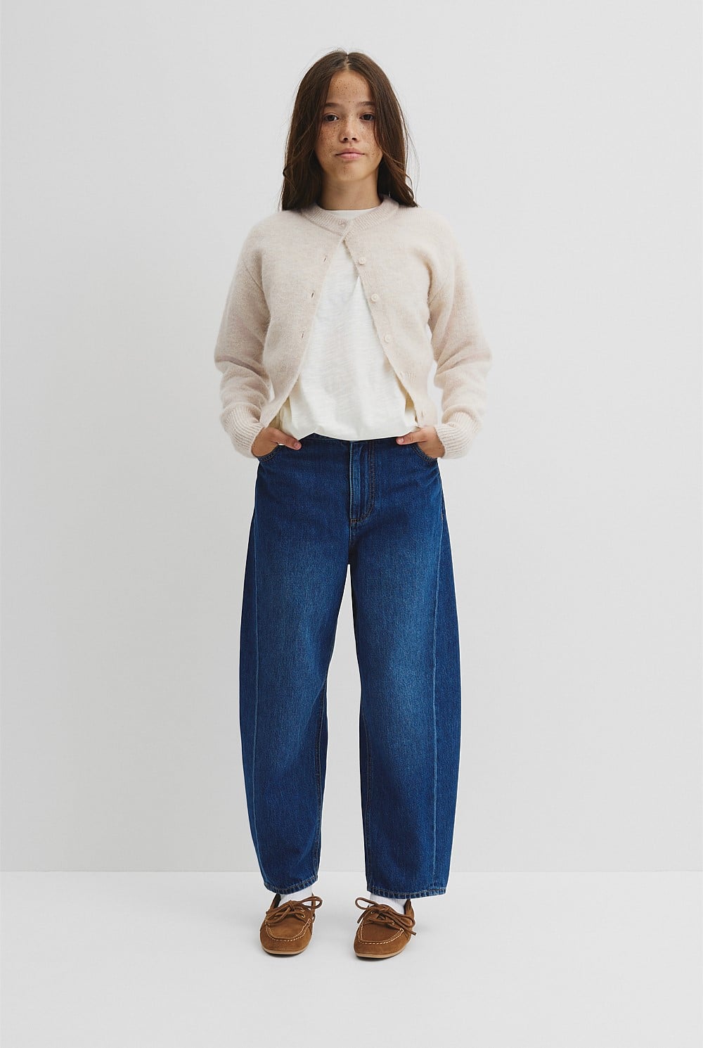 Teen Fluffy Crew Knit Cardigan