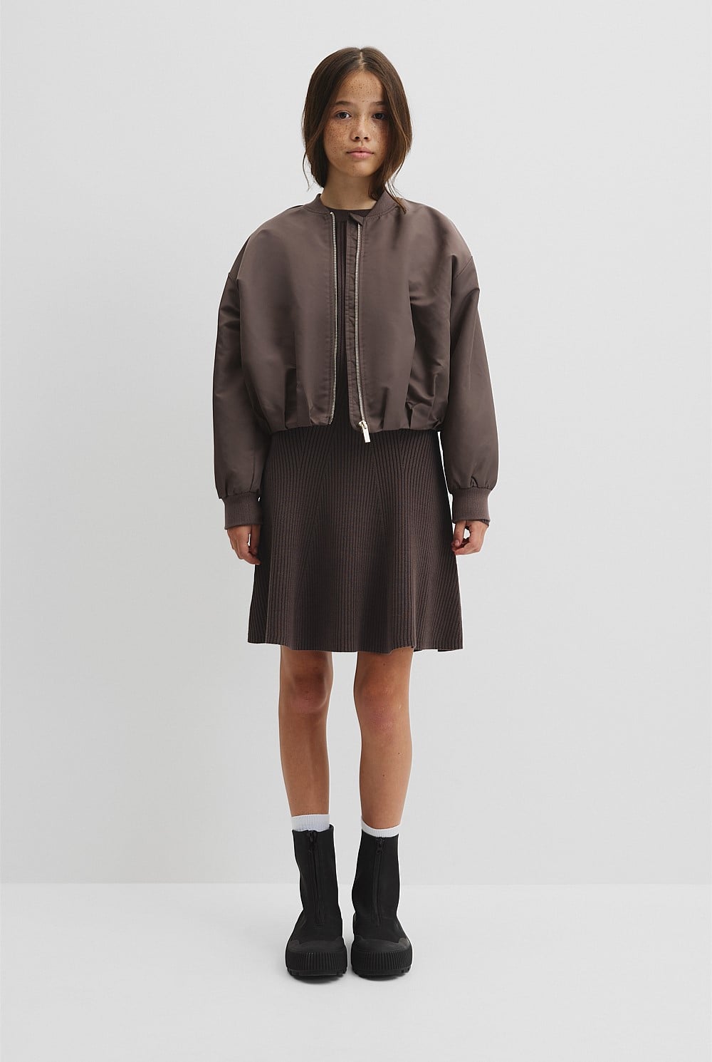 Teen Rib Long Sleeve Knit Dress