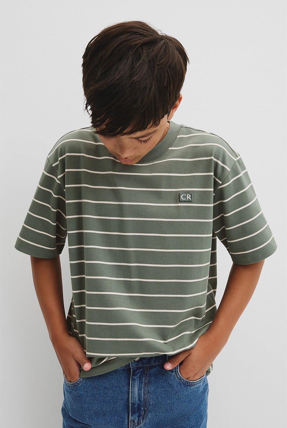 Teen Australian Cotton Relaxed Stripe T-Shirt