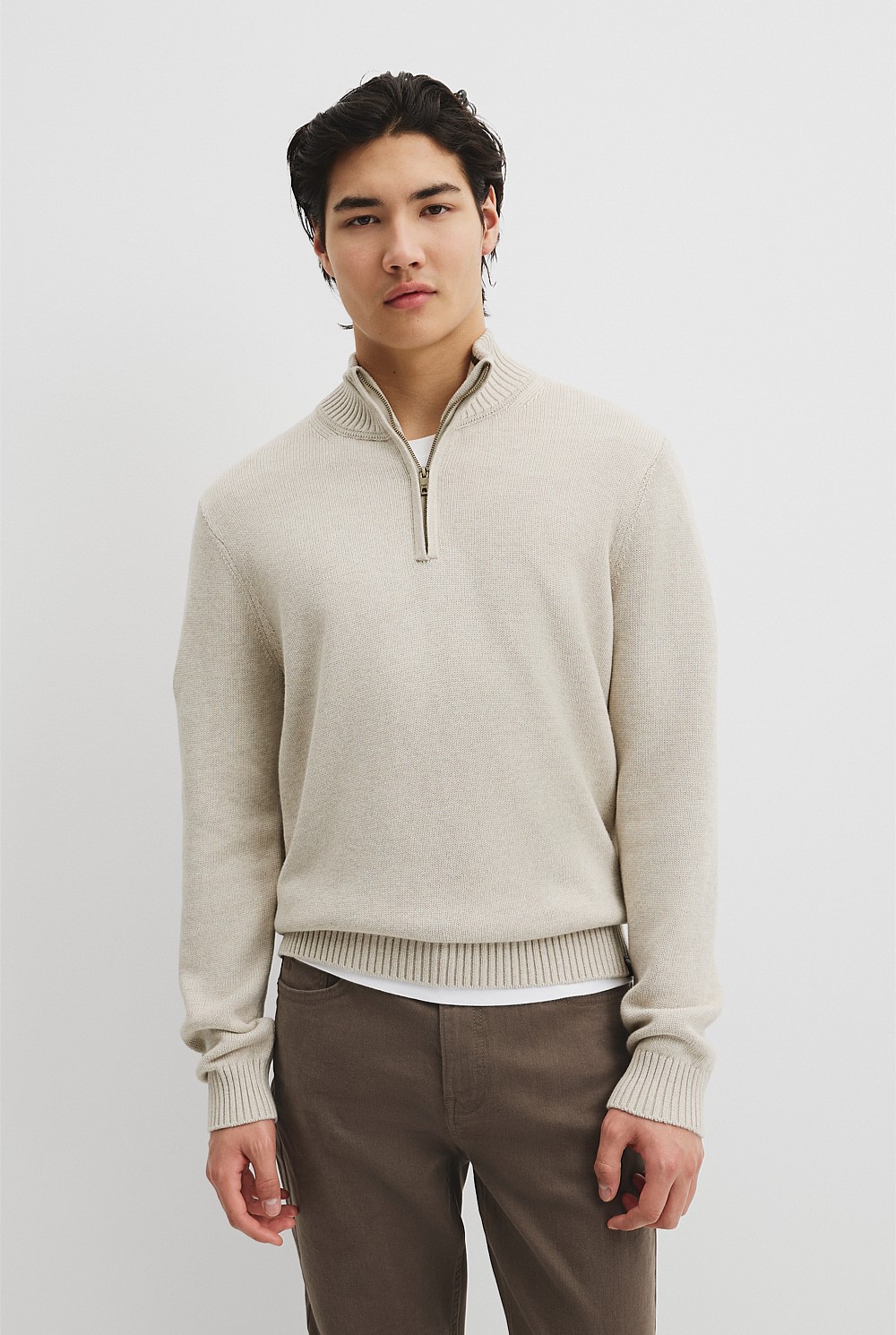 Australian Good Earth Cotton Half Zip Knit