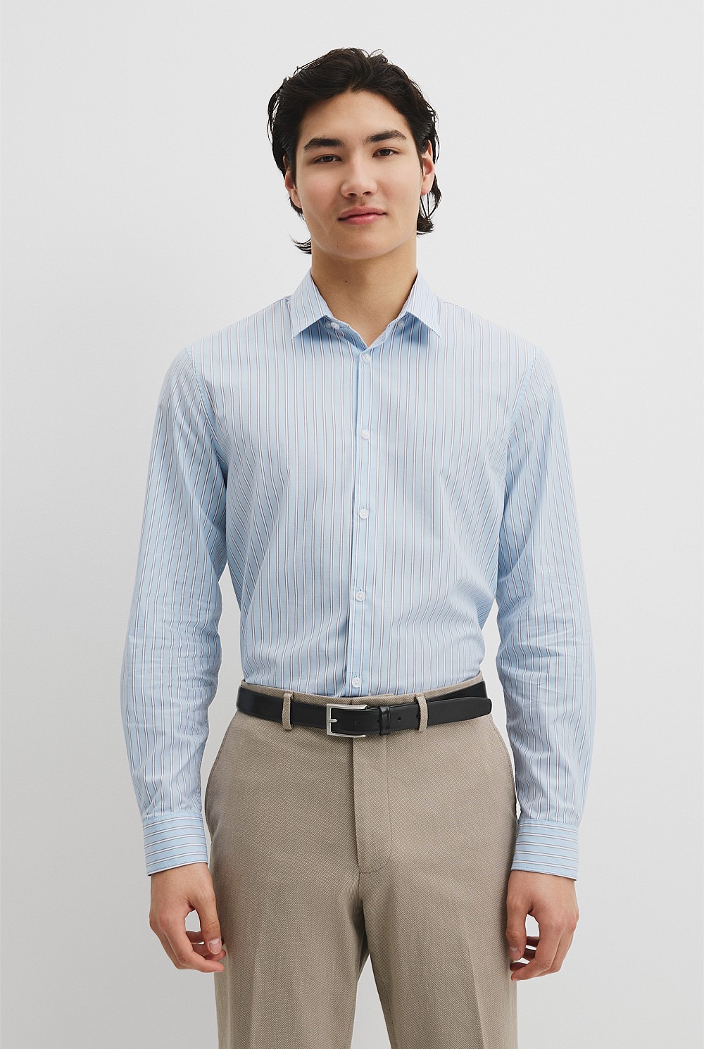 Slim Fit Cotton Stretch Stripe Shirt