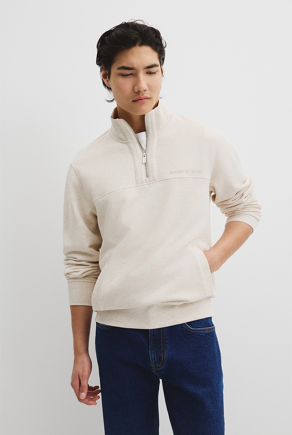 Australian Cotton Modern Logo Half Zip Sweat