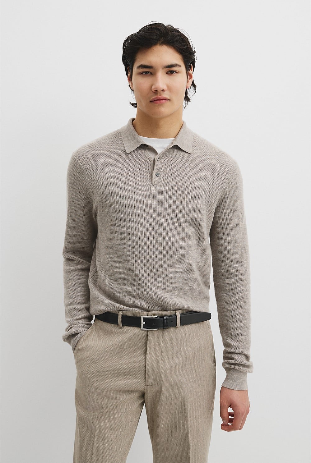 Australian Merino Textured Polo Knit