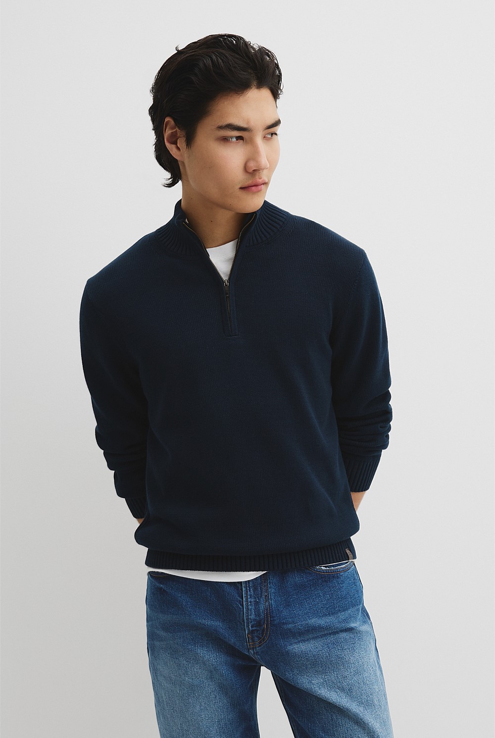 Australian Good Earth Cotton Half Zip Knit