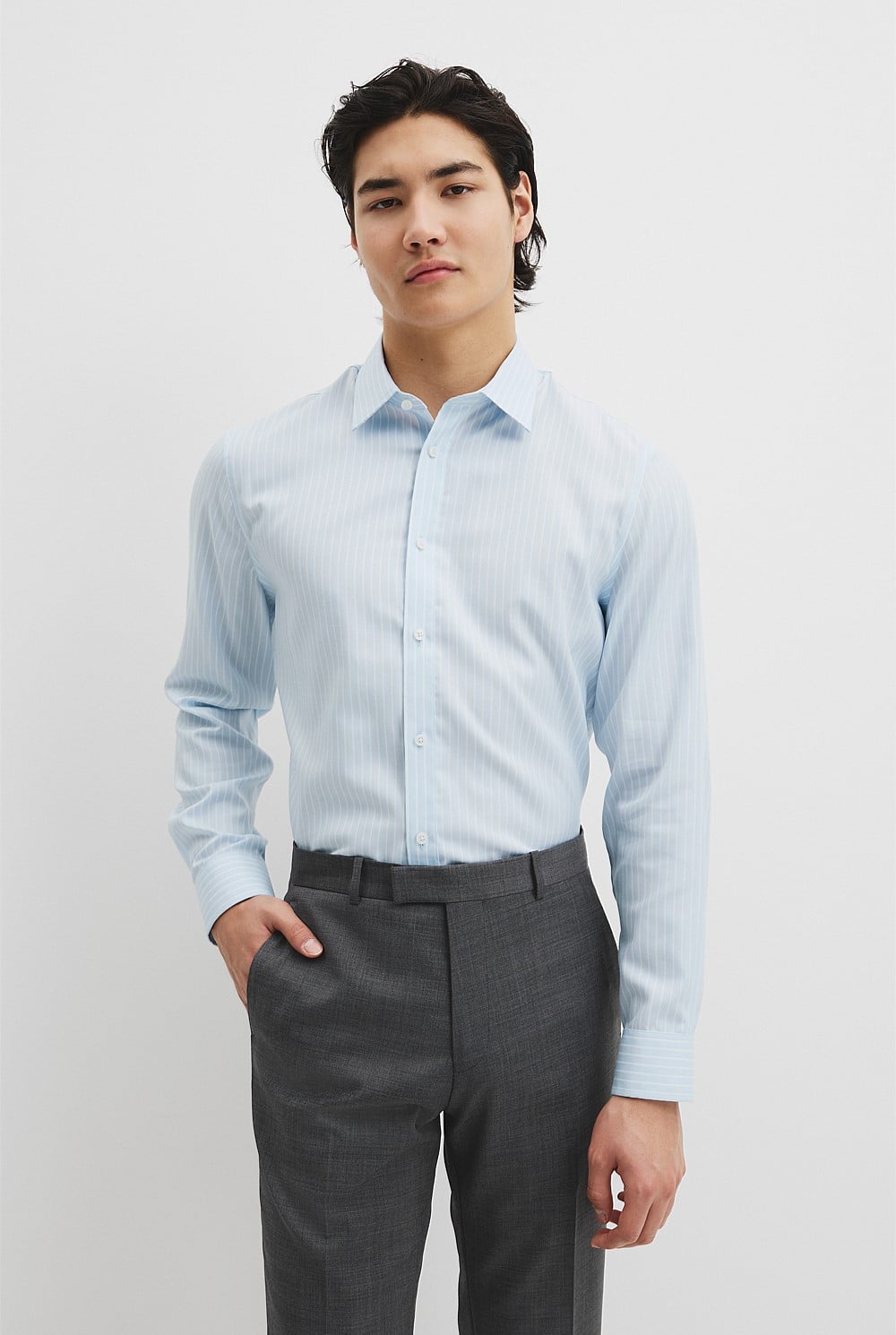 Slim Fit Pinstripe Travel Shirt