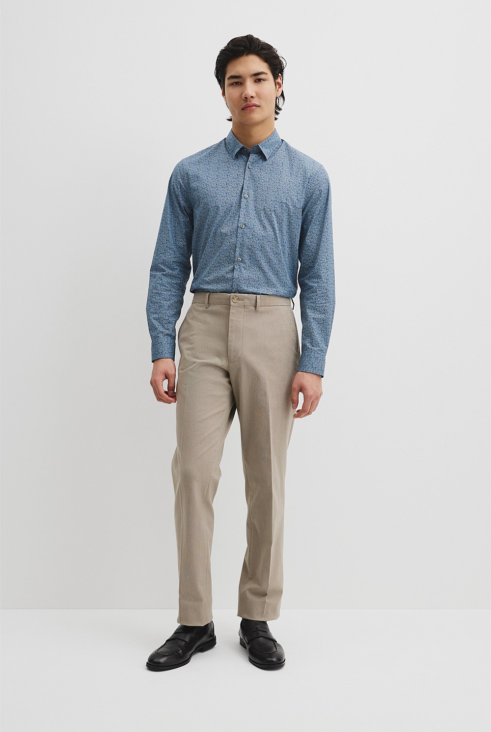 Slim Fit Cotton Leaf Print Shirt