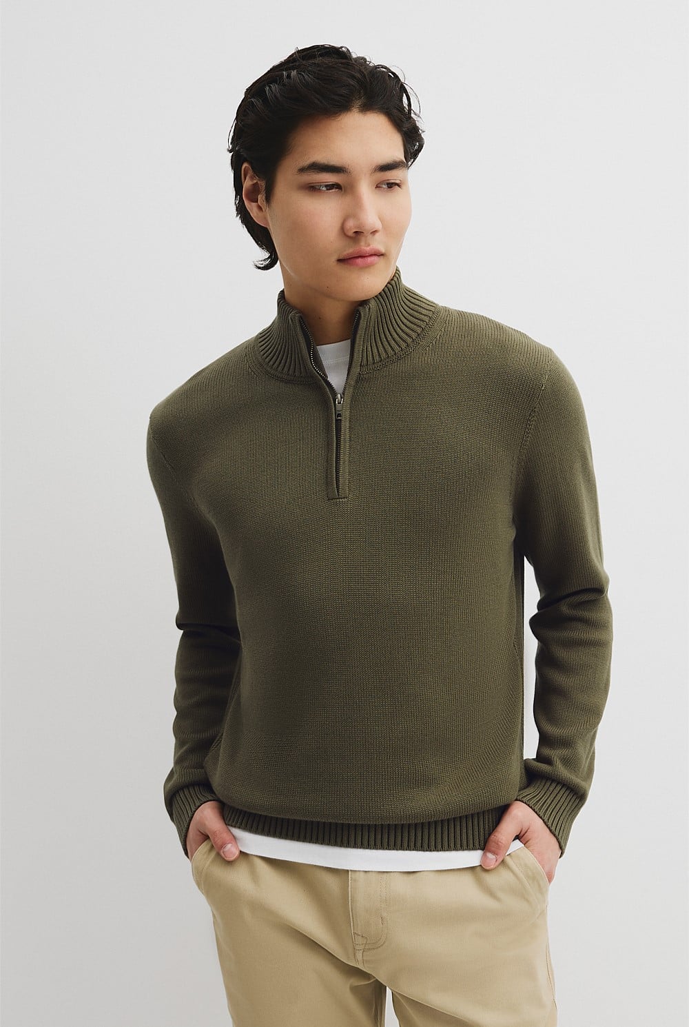 Australian Good Earth Cotton Half Zip Knit