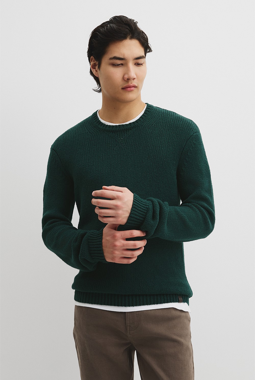 Long Sleeve Cotton Crew Neck Knit