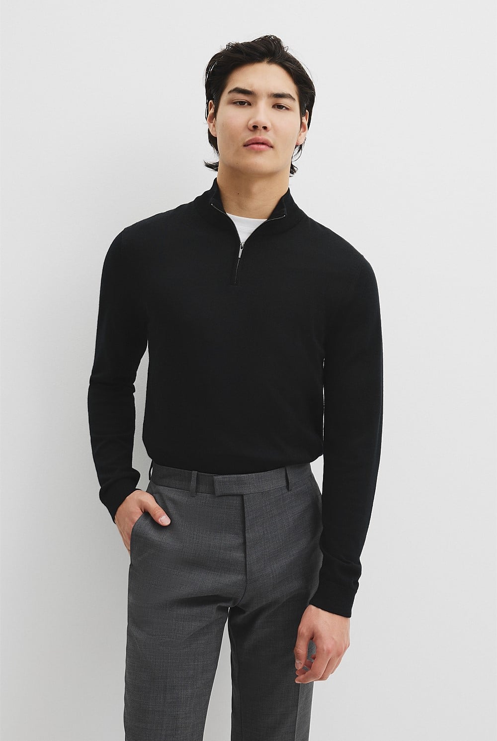 Australian Merino Long Sleeve Vam Hald Zip Knit