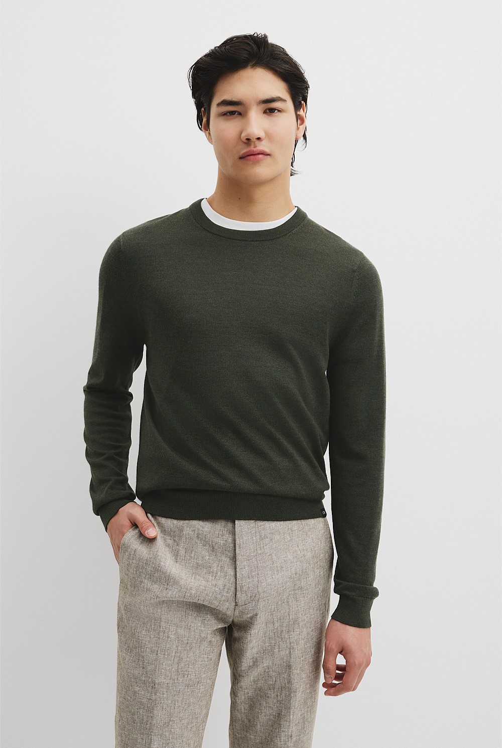 Australian Merino Wool Long Sleeve Crew Neck Knit
