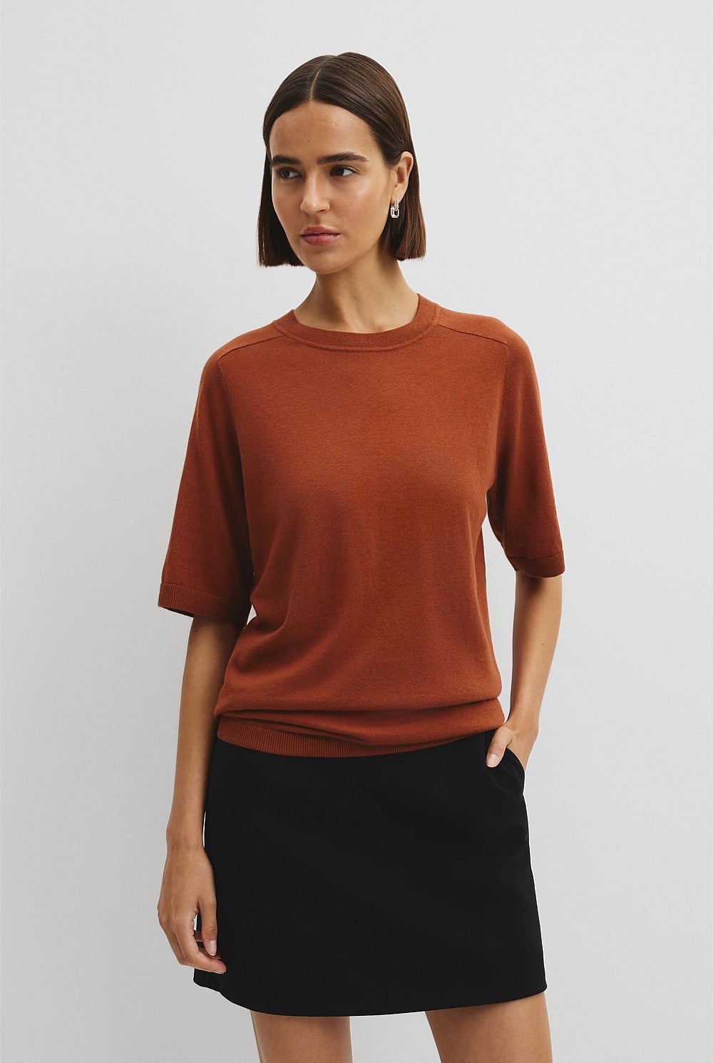 Organically Grown Cotton Blend Cashmere Blend T-Shirt