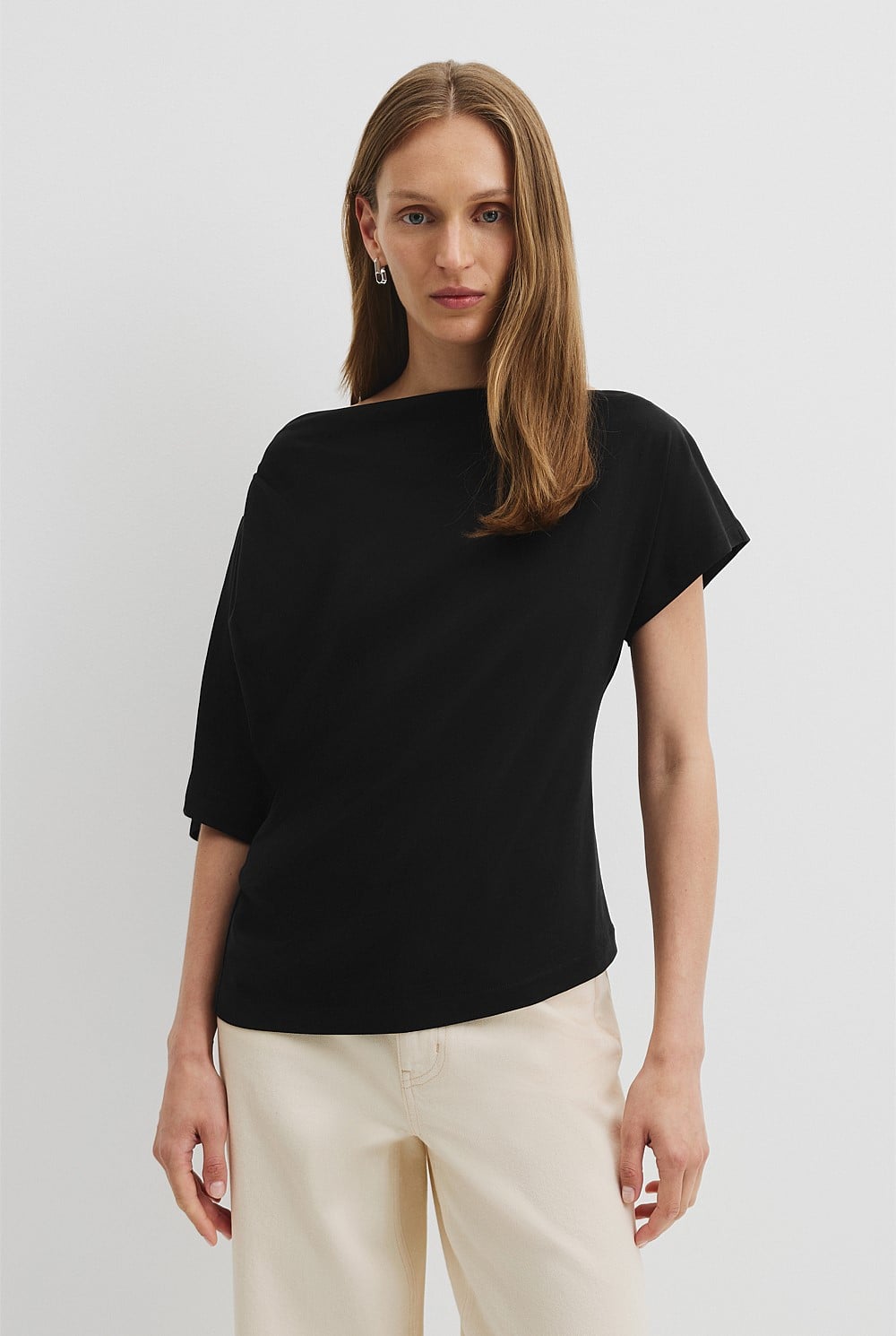 Australian Cotton One Shoulder T-Shirt