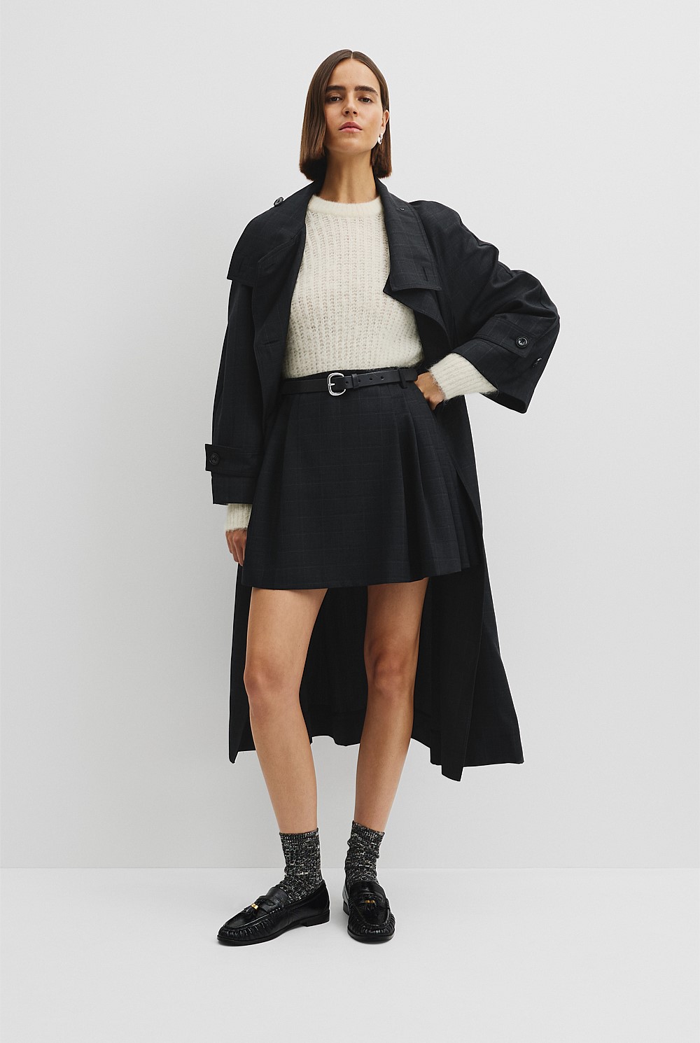 Check Pleat Skirt