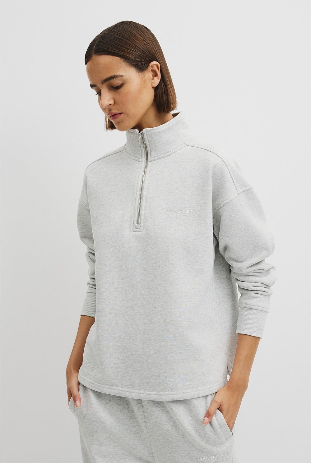 Australian Good Earth Cotton Zip Neck Sweat
