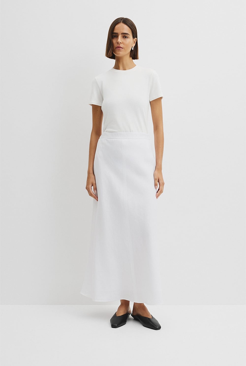 Organically Grown Linen Pull On Midi Skirt