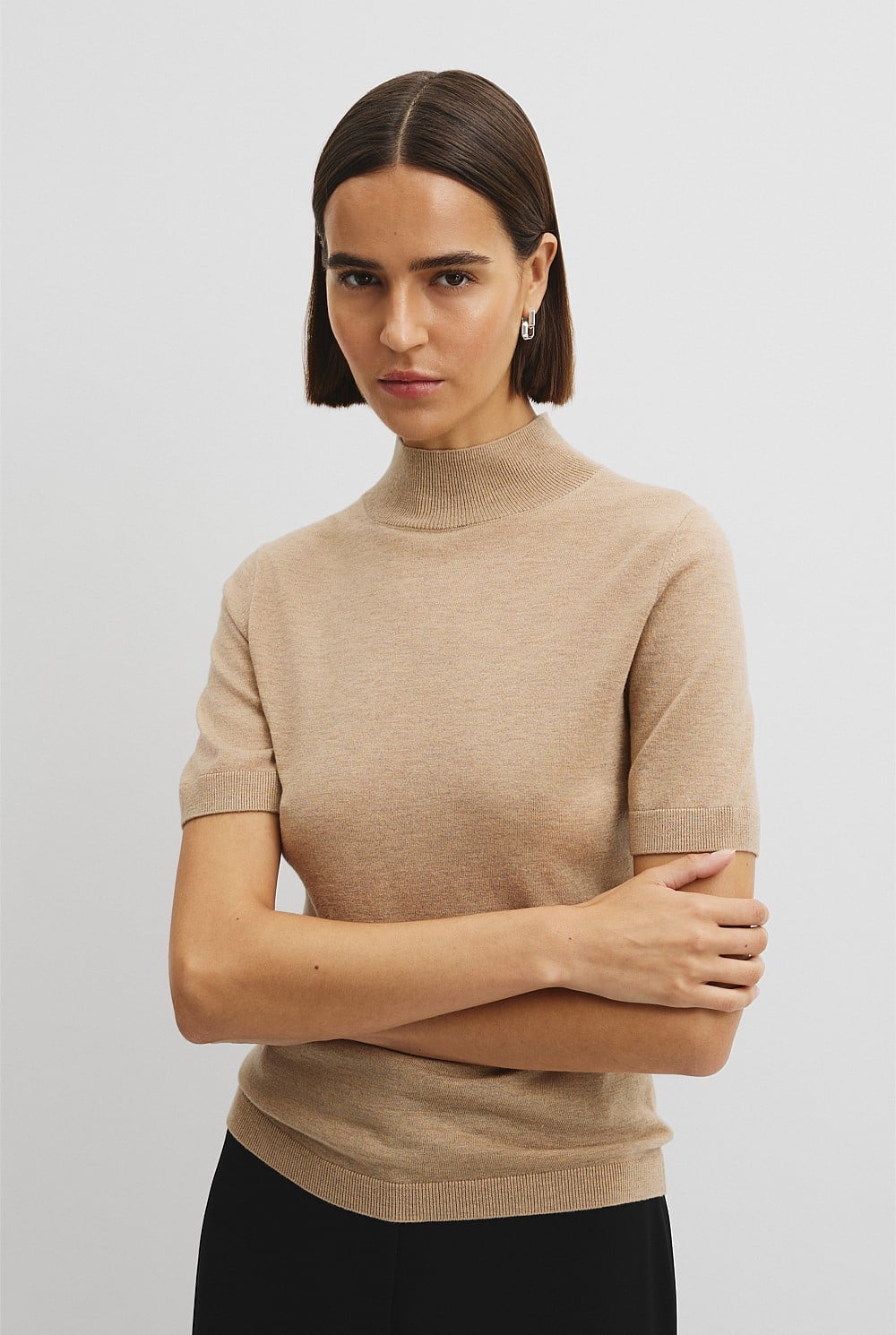 Short Sleeve Wool Silk Knit