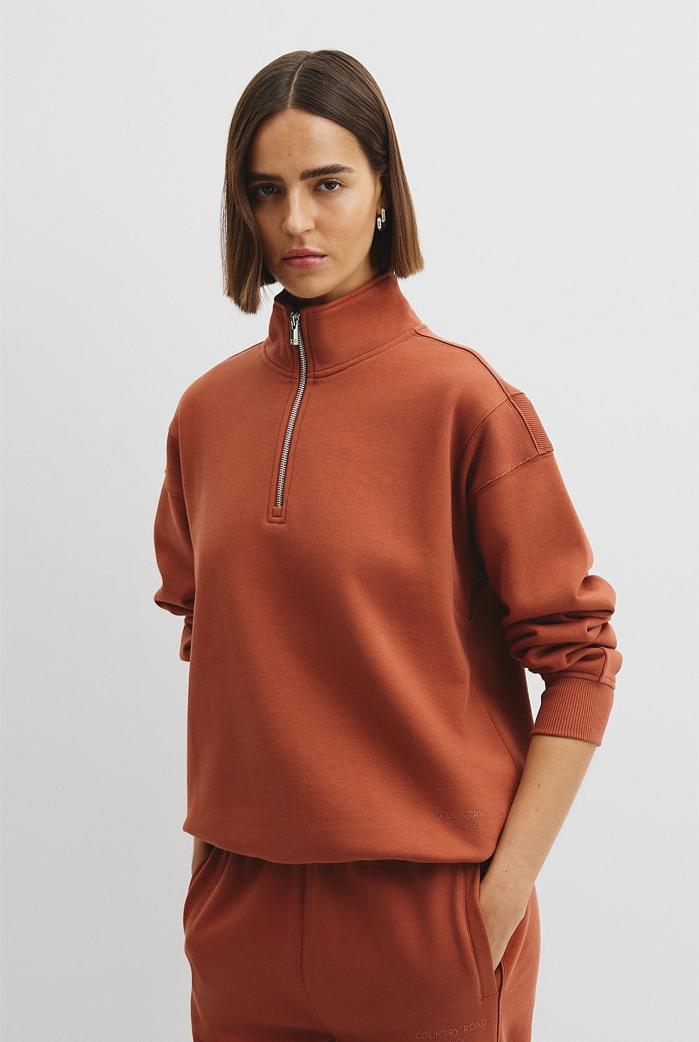 Australian Good Earth Cotton Draw Cord Zip Sweat