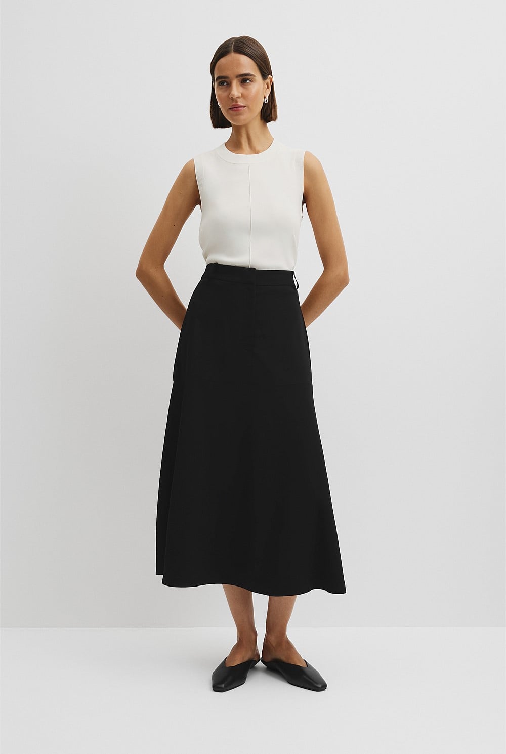 Crepe Midi Skirt