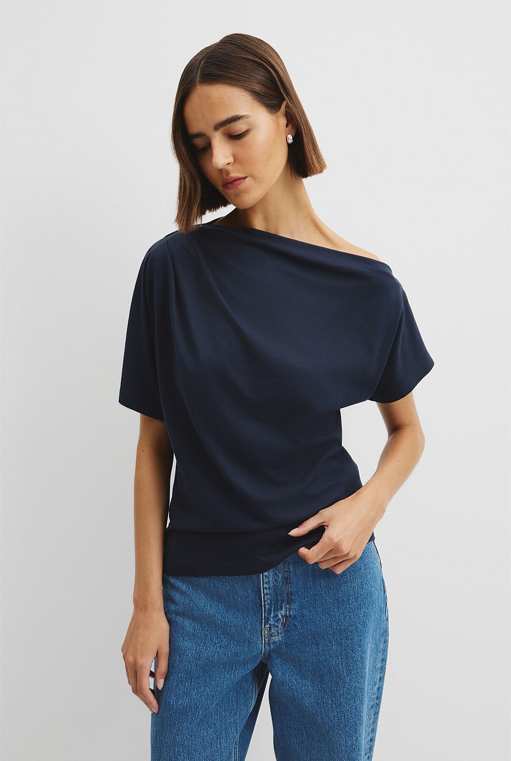 Australian Cotton One Shoulder T-Shirt