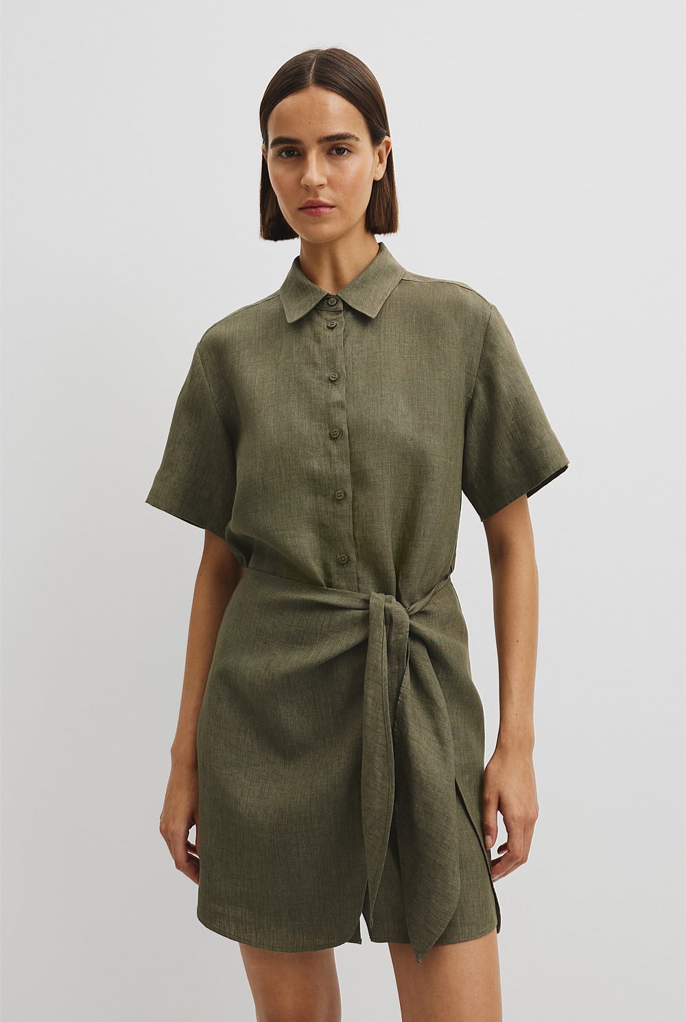Organically Grown Linen Mini Linen Shirt Dress
