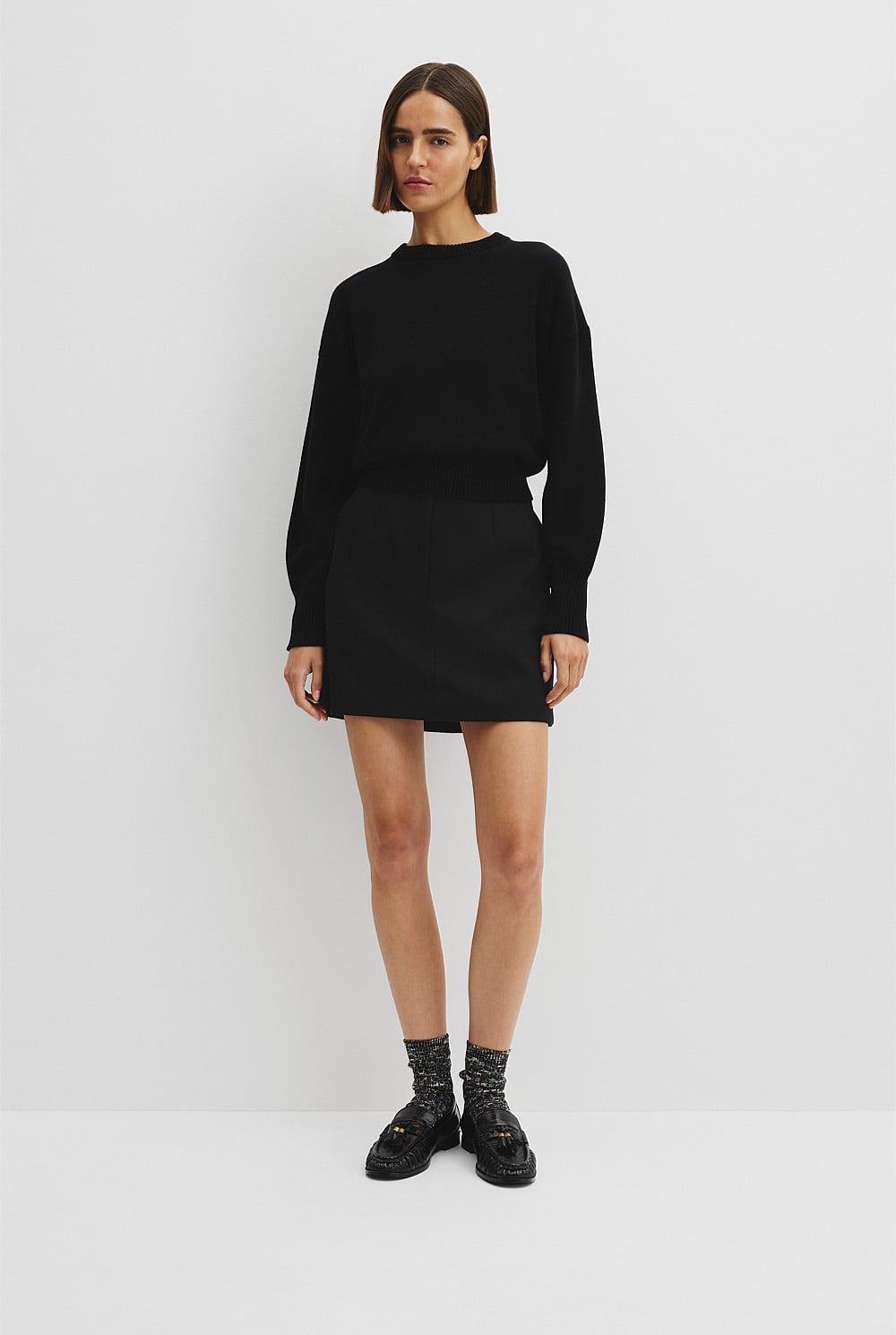Organically Grown Cotton Blend Crop Crew Neck Knit