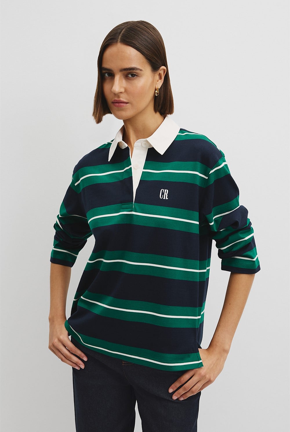 Australian Cotton Stripe Rugby Polo Sweat