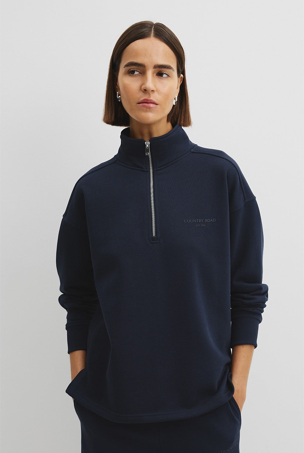 Australian Good Earth Cotton Zip Neck Sweat