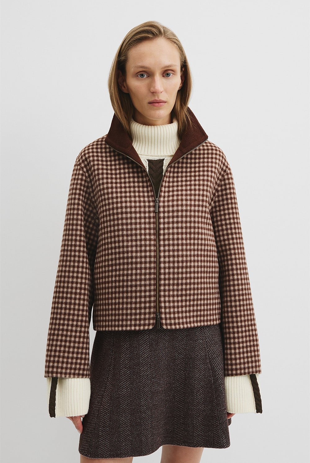 Zip Through Check Jacket