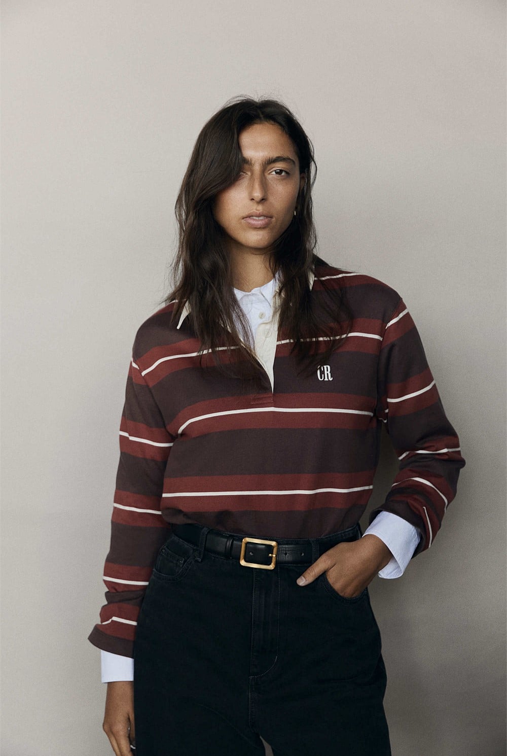 Australian Cotton Stripe Rugby Polo Sweat