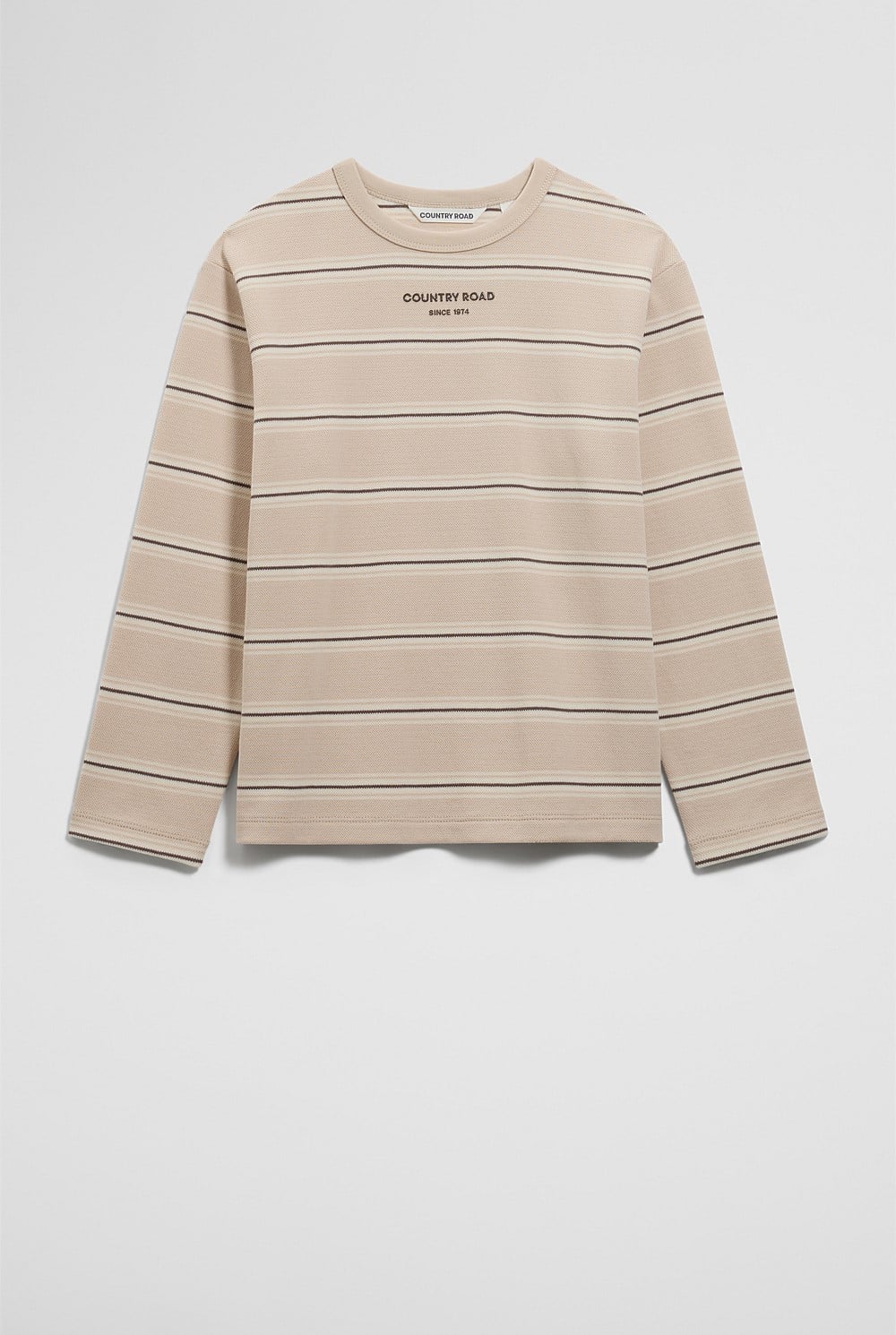 Stripe Long Sleeve Pique T-Shirt