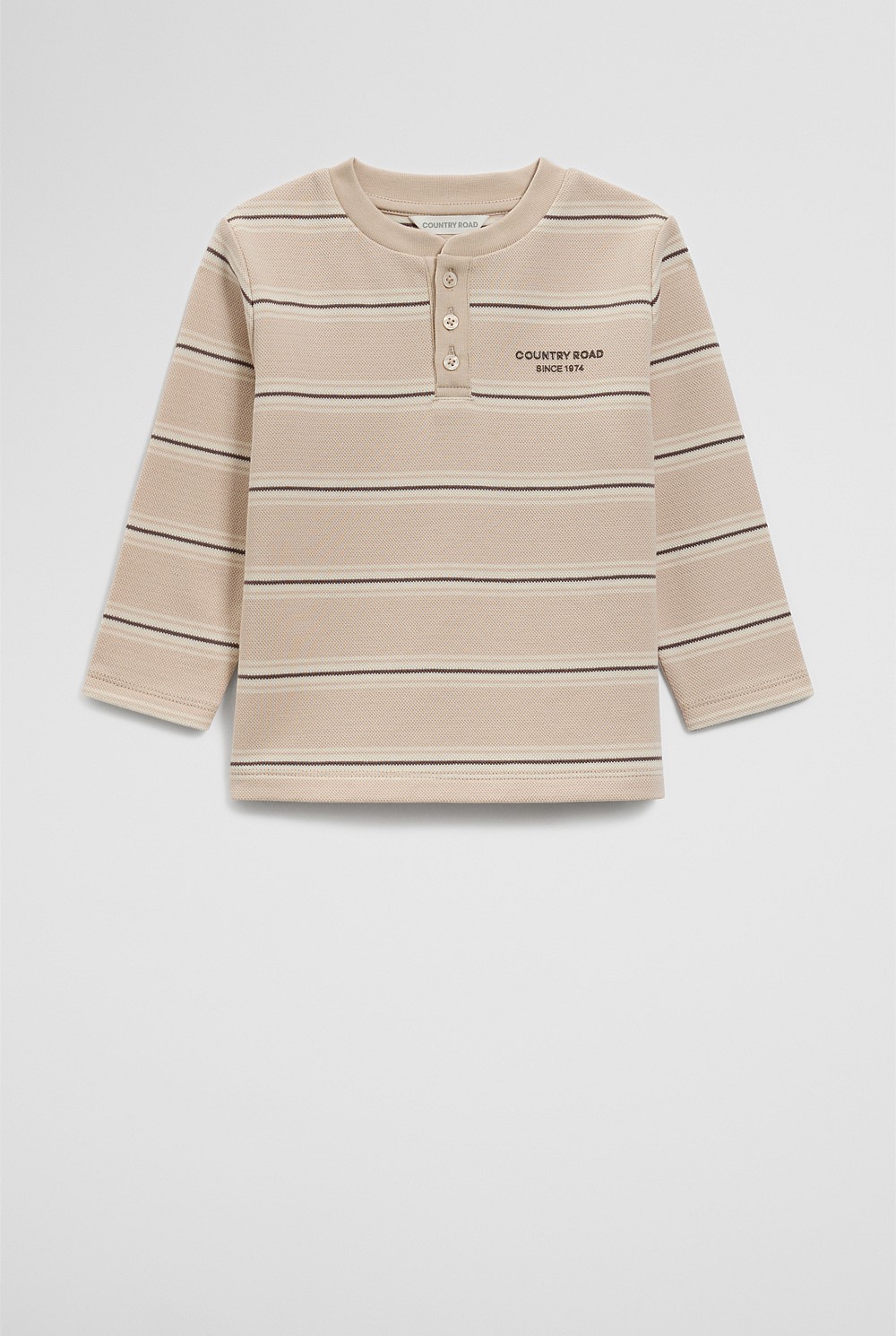 Stripe Long Sleeve Pique T-Shirt