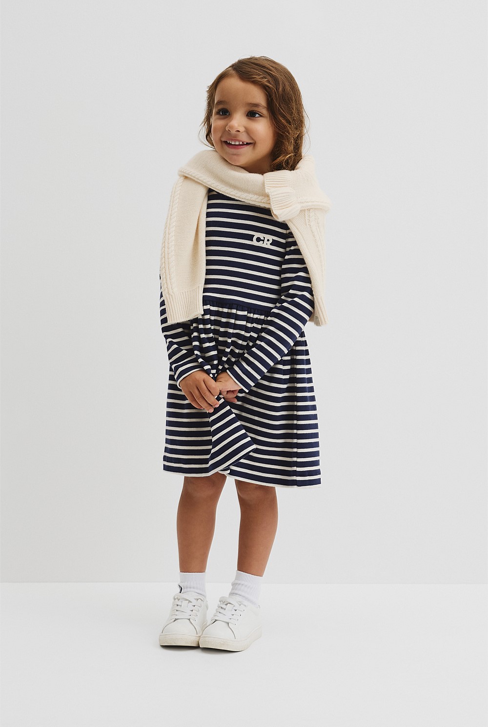 Long Sleeve Gathered Rib Dress