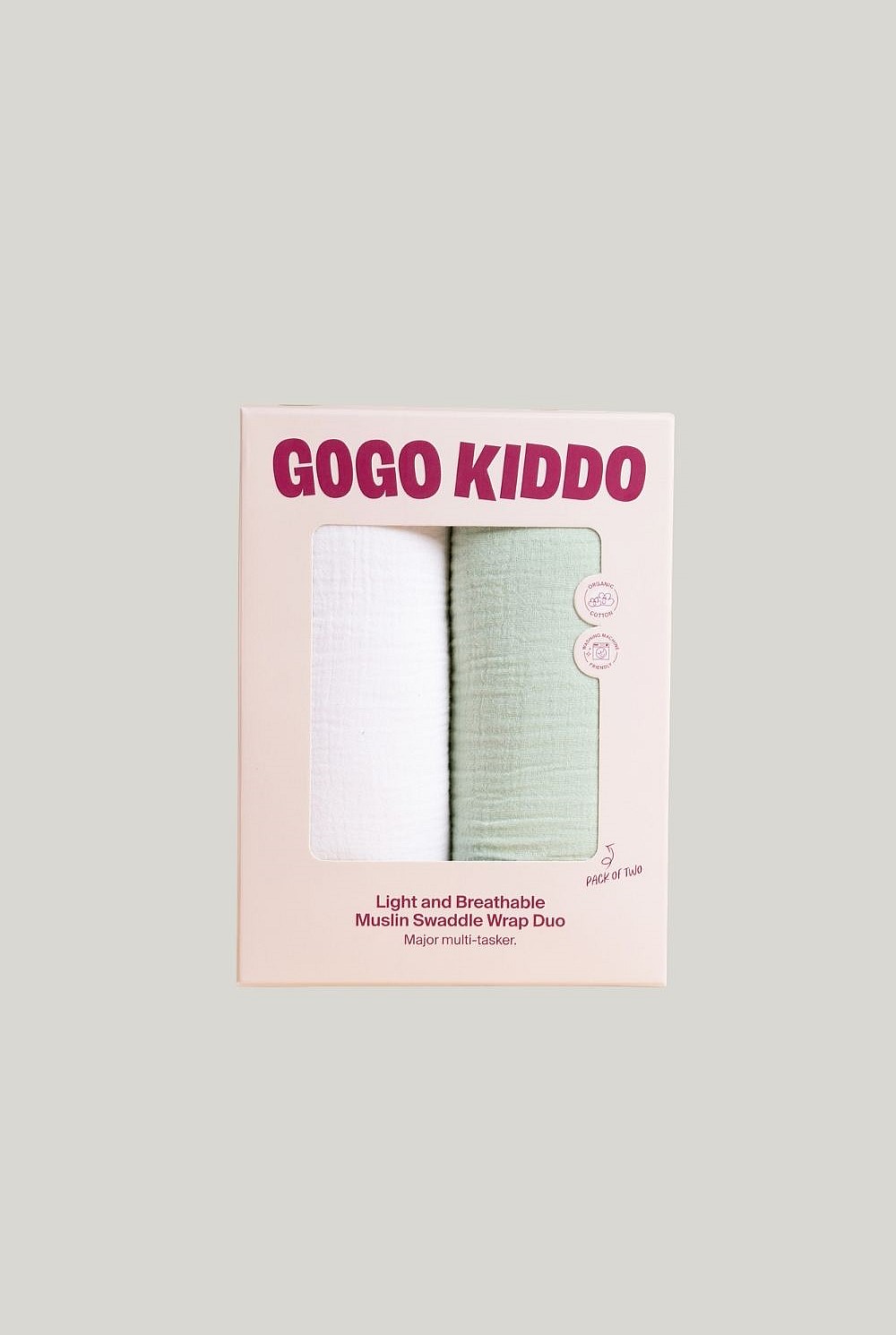 Light And Breathable Muslin Swaddle Duo - Ivory/sage