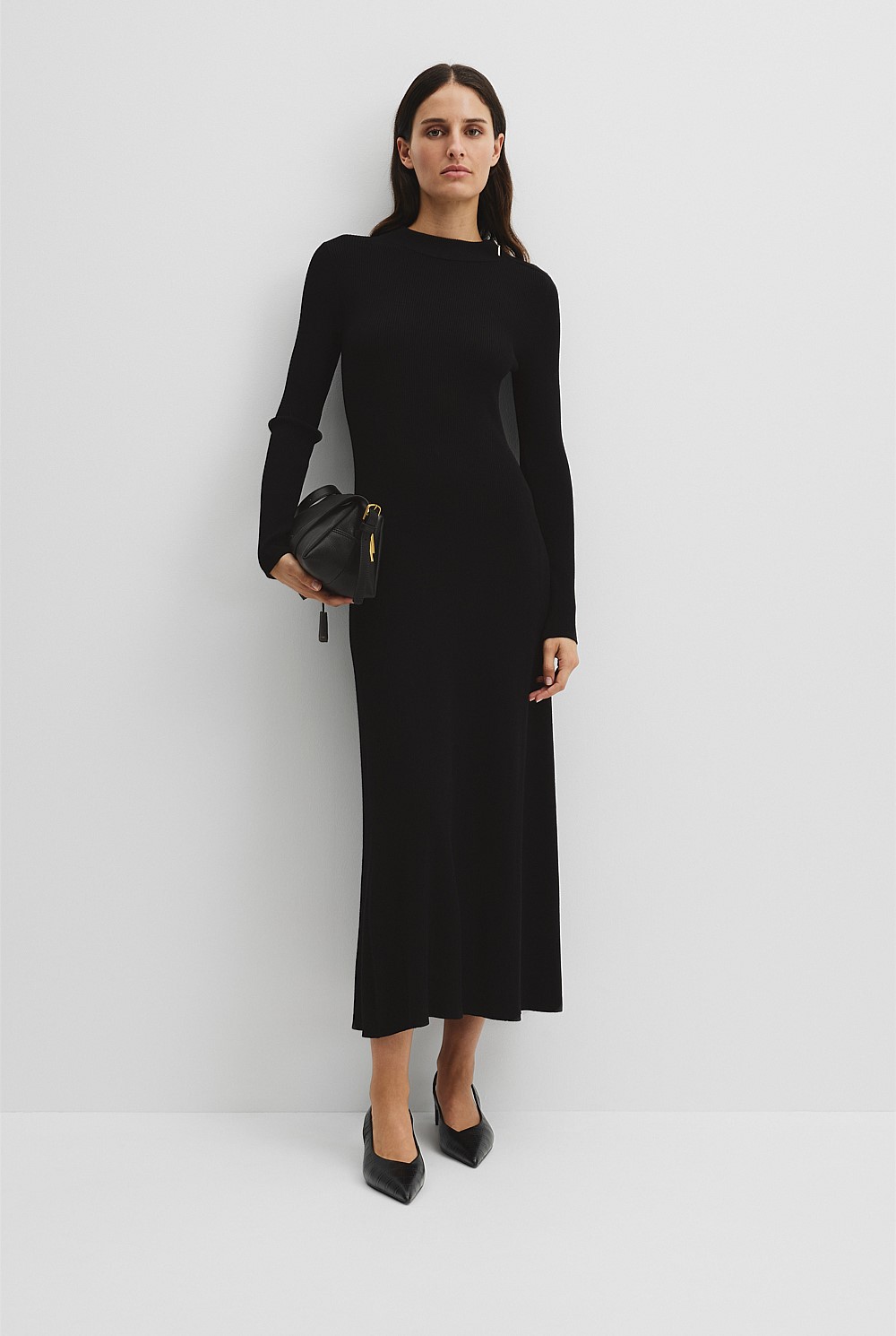 Rib Zip Neck Knit Dress