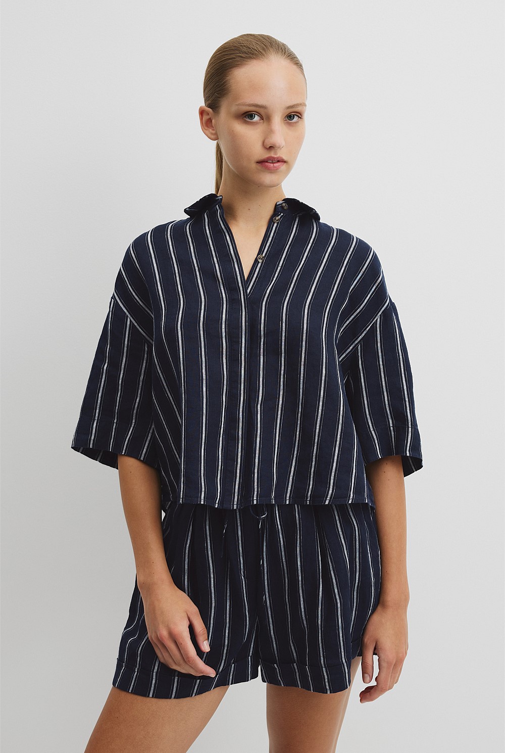 Yarn Dyed Boxy Linen Shirt