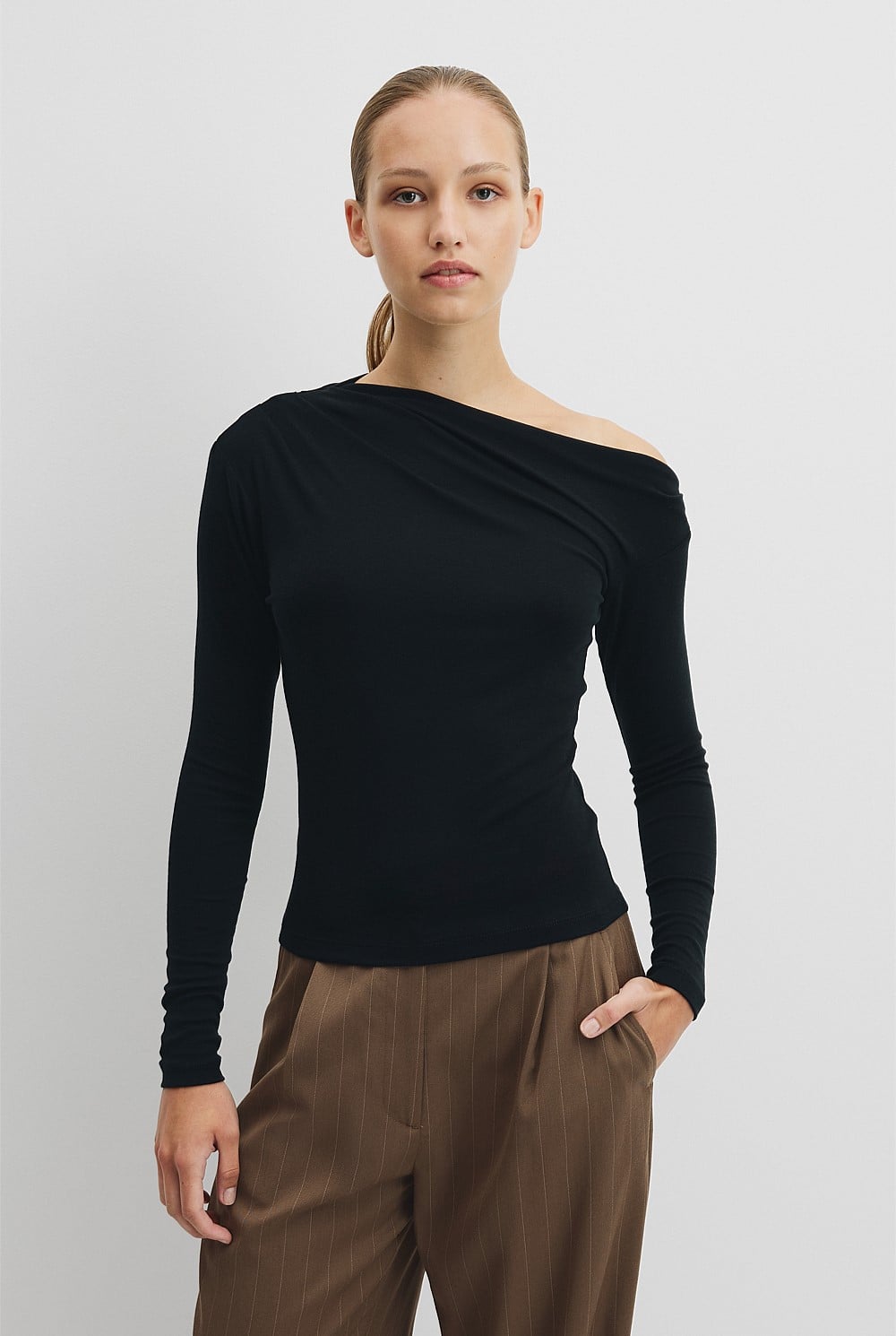 One Shoulder Long Sleeve Top