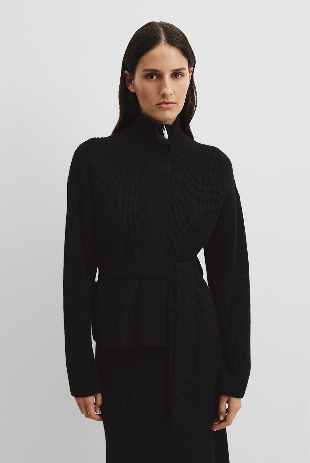 Australian Cotton Blend Belted Knit Jacket