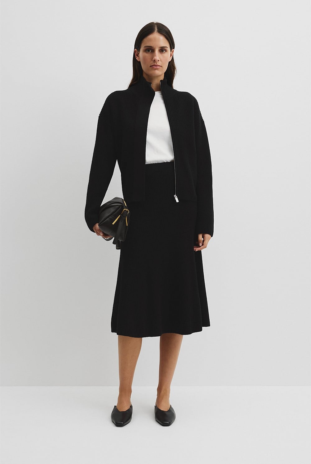 Australian Cotton Blend Knit Midi Skirt