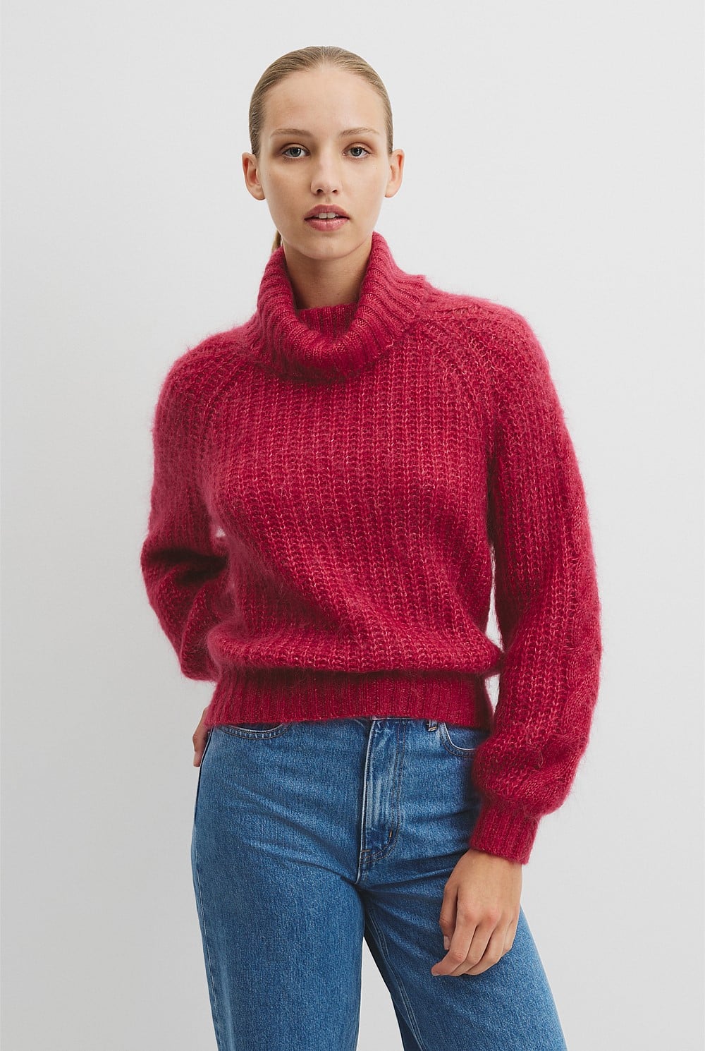 Lofty Merino Wool Funnel Neck Knit