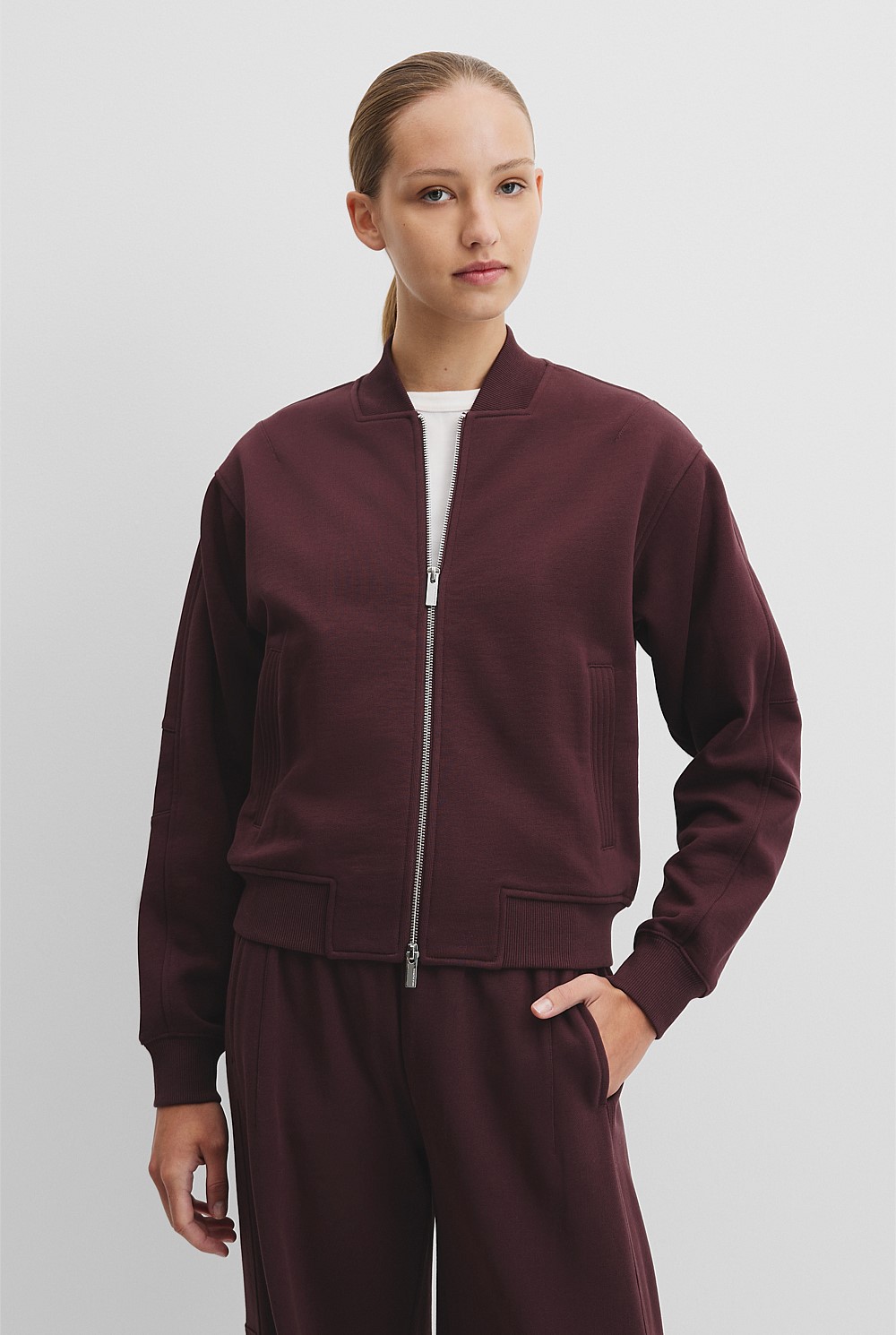 Australian Good Earth Cotton Zip Bomber Sweat