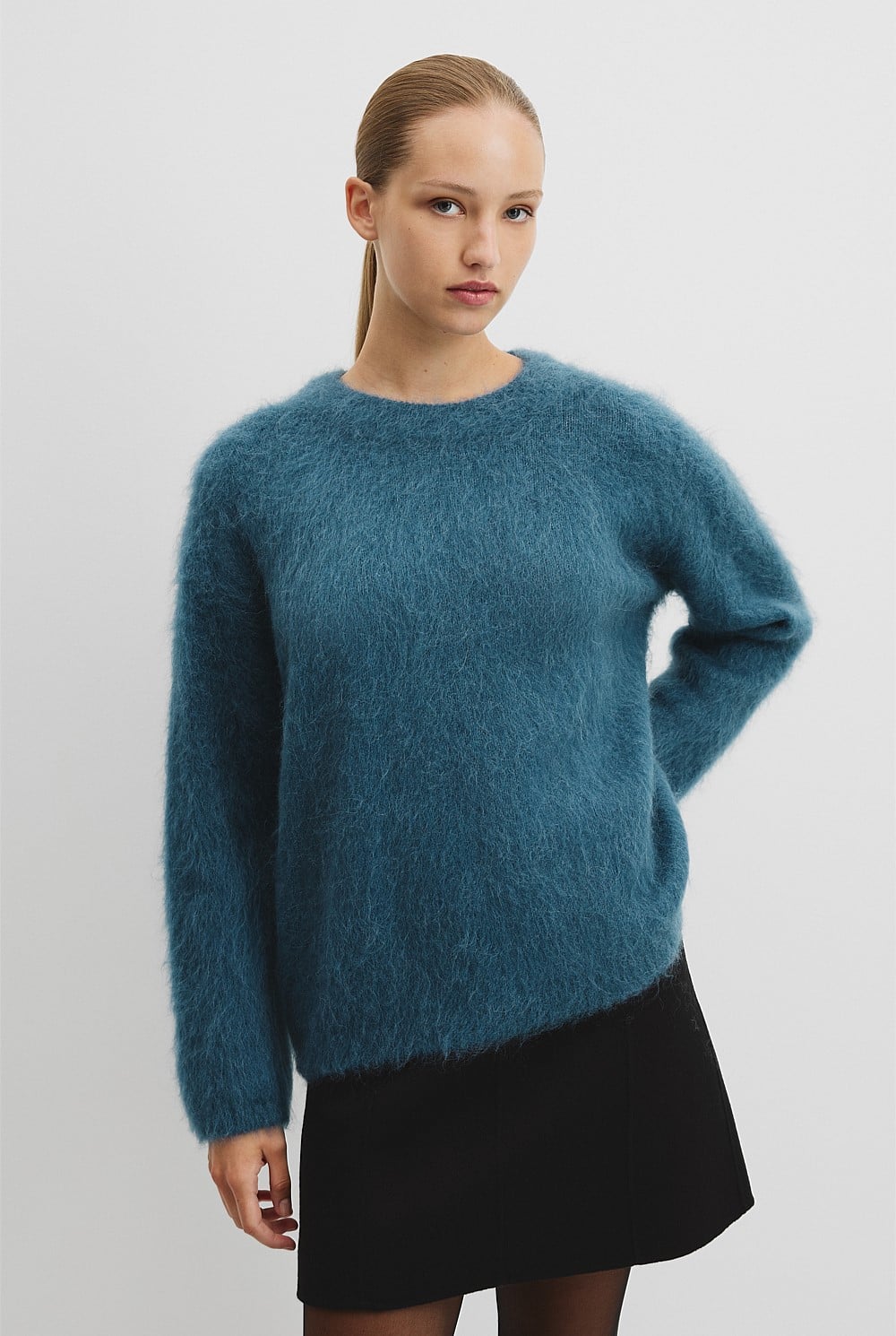 Long Sleeve Fluffy Crew Knit