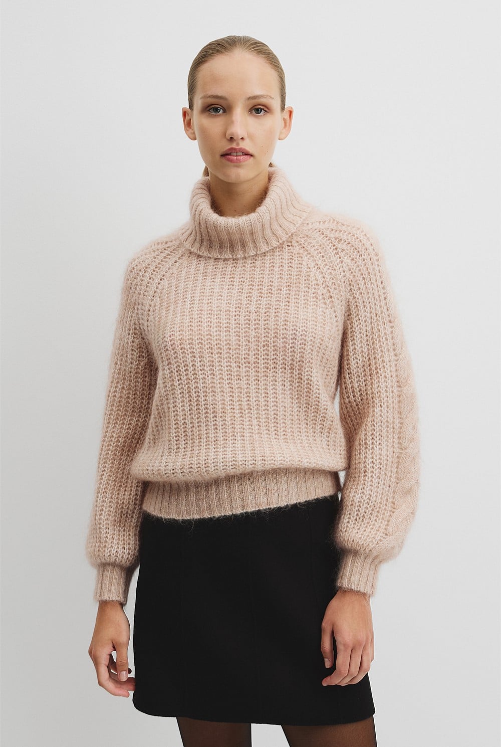 Lofty Merino Wool Funnel Neck Knit