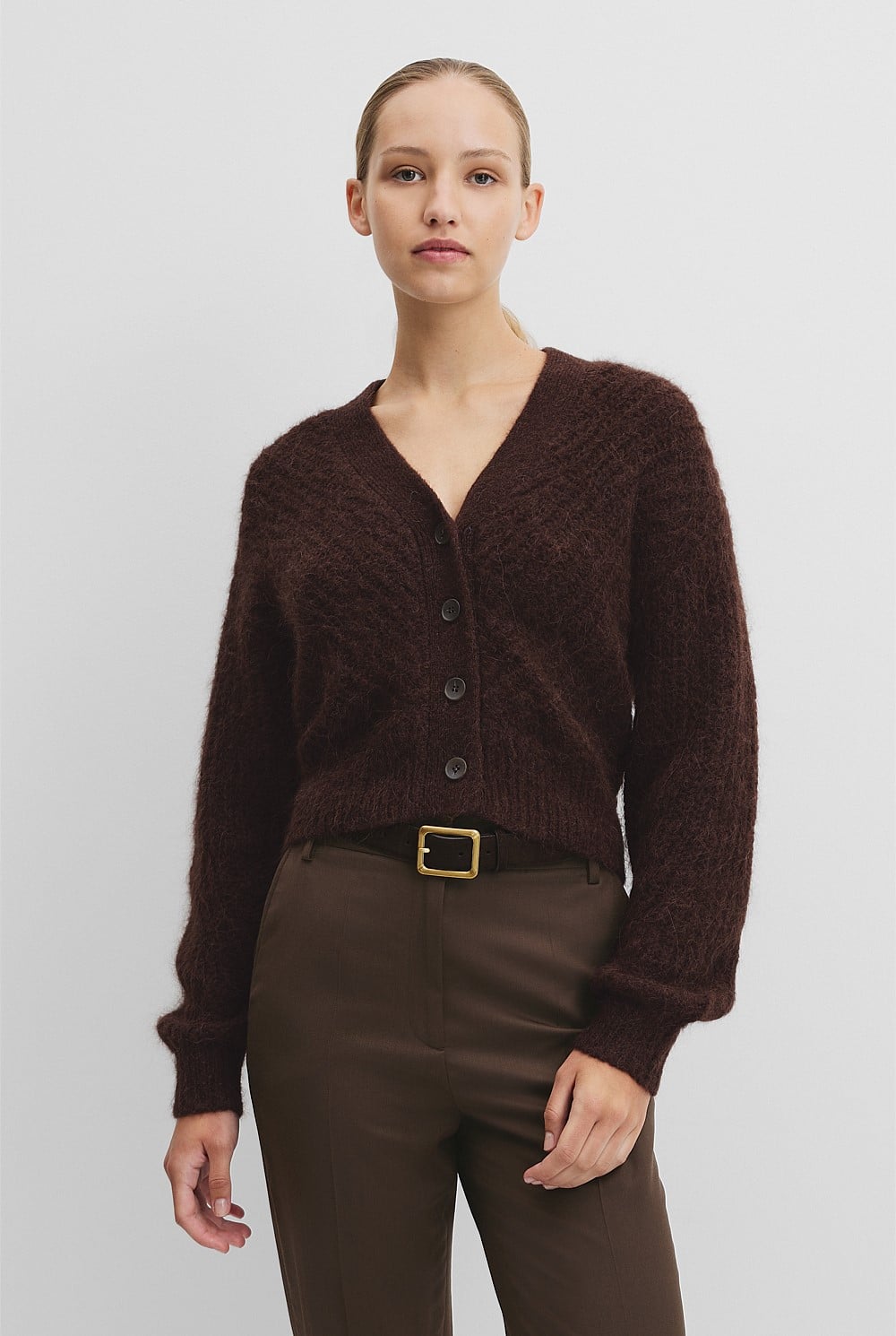 Long Sleeve Fluffy Knit Cardigan