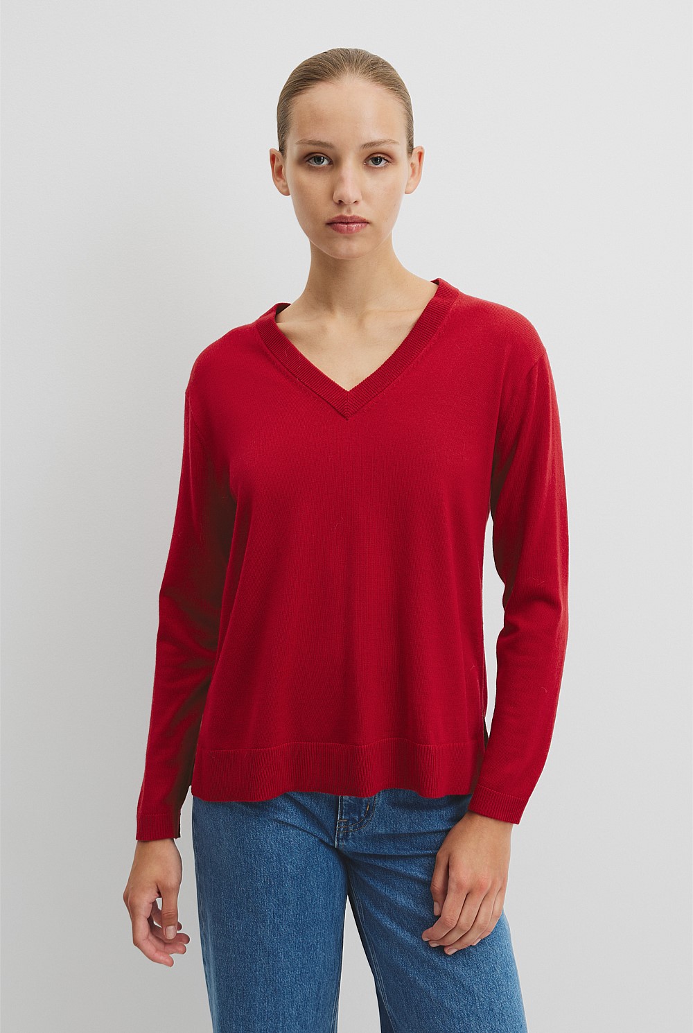 Lightweight Merino Wool V-Neck Knit