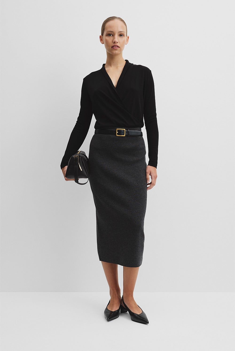 Compact Wool Knit Skirt